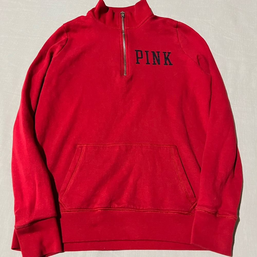 Pink Victoria’s Secret 3/4 zippy sweatshirt NFL Patriots size small